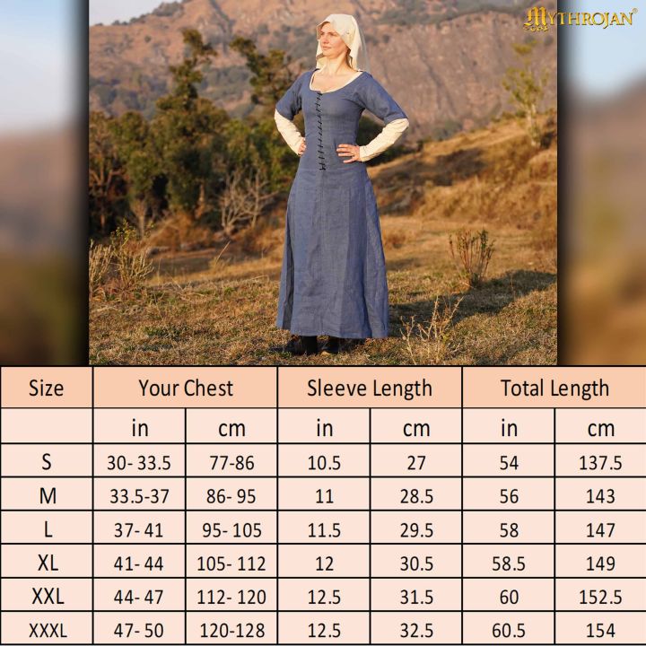 Linen cotehardie blue 5