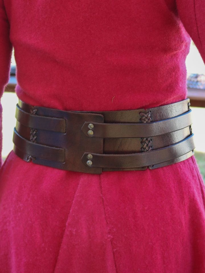 Wide double belt brown, unisex XXL 5