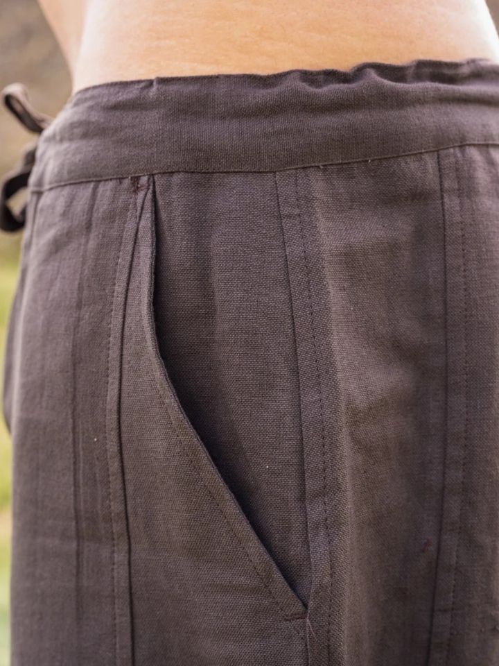 Brown trousers with leg lacing 5