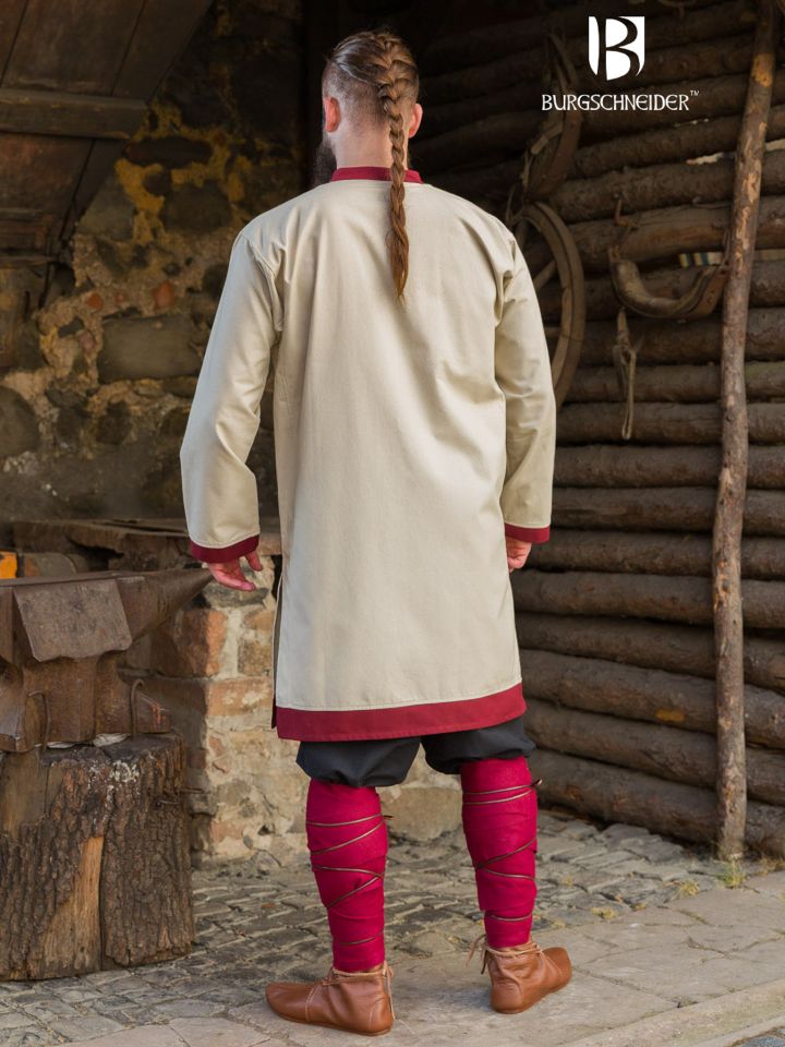 Rus tunic Tobiasz natural/bordeaux L 6