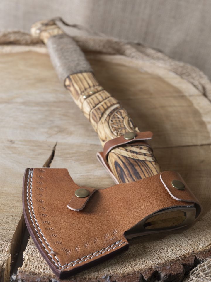 Viking axe Thor's hammer with carvings 6