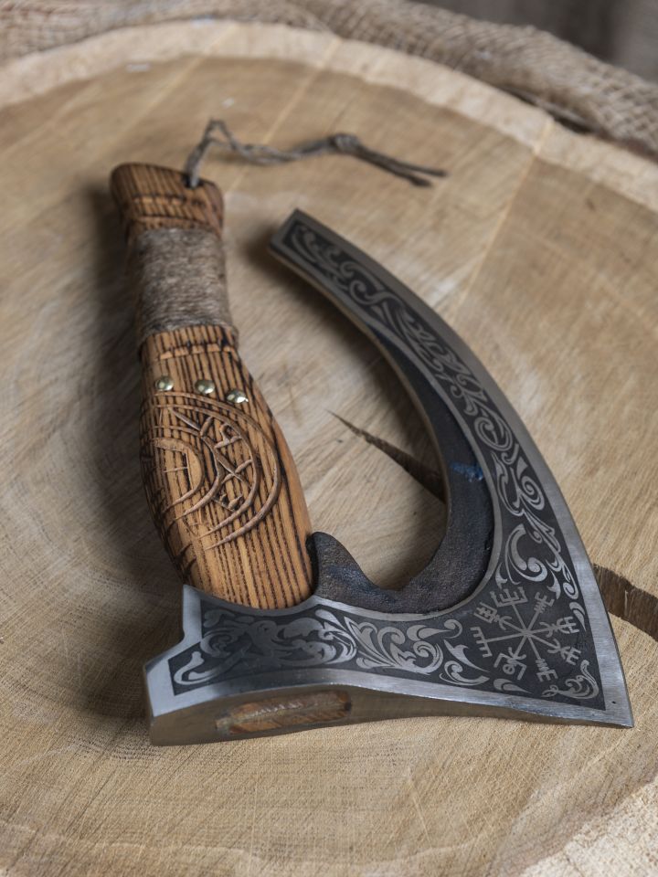 Large Viking pizza axe with decorations 6