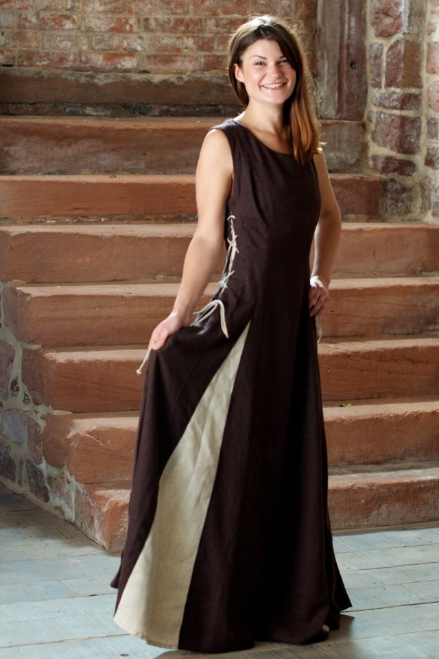 Sleeveless linen dress brown 5