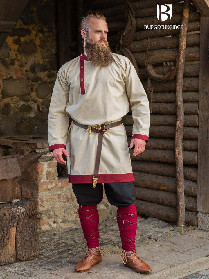 Rus tunic Tobiasz natural/bordeaux L 7