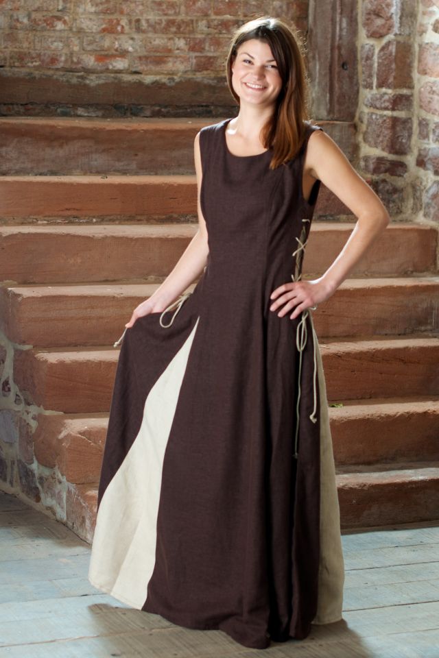 Sleeveless linen dress brown 6