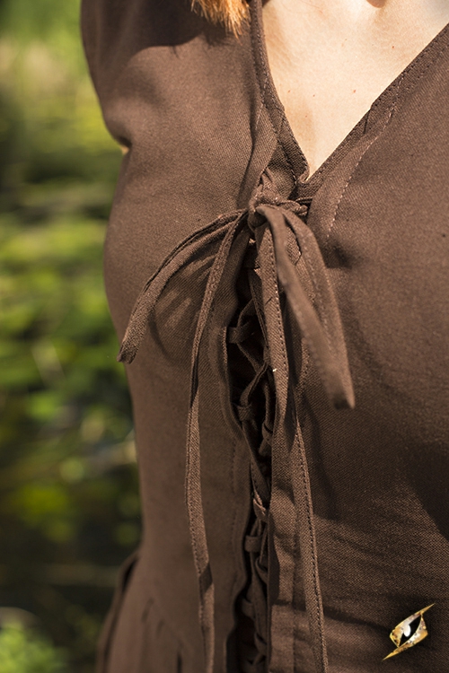 Simple lace-up dress dark brown 6