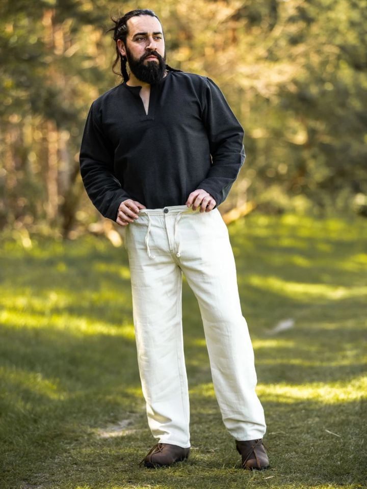 Cotton pants with lacing natural S 7