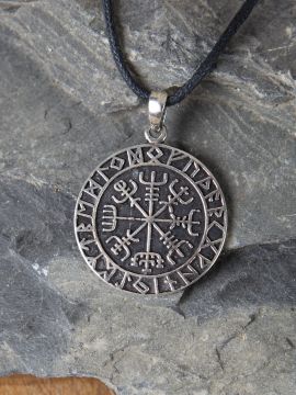Silver pendant Viking compass