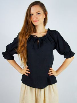 Black cotton summer blouse S