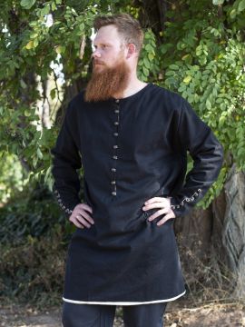 Tunic with button placket black XL