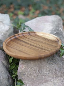 Wooden plate with high rim
