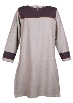 Viking tunic with herringbone pattern brown L