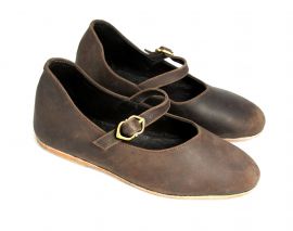 Medieval shoes Cecilie in brown nubuck leather 40