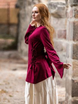 Blouse with pointed hood bordeaux red S