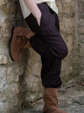 Cotton trousers with lacing dark brown XL